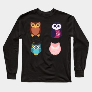 Owls 4 pk Stickers Collection Long Sleeve T-Shirt